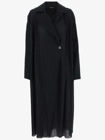 Giorgio Armani Wool Blend Long Coat In Black