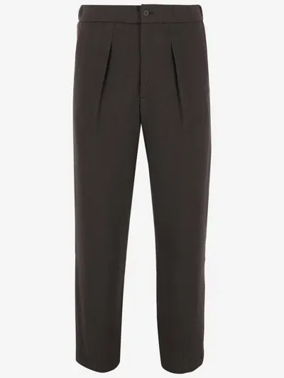 Giorgio Armani Wool Blend Pants In Marrone Scuro