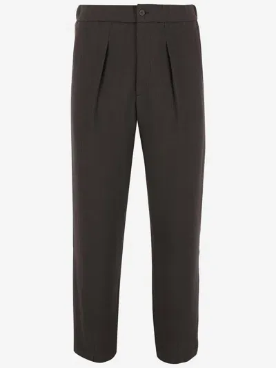 Giorgio Armani Wool Blend Pants In Nero