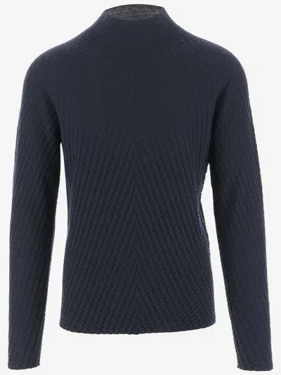 Giorgio Armani Wool Blend Pullover In Blue