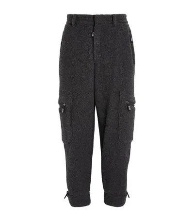 Giorgio Armani Wool-cashmere Cargo Trousers In Black