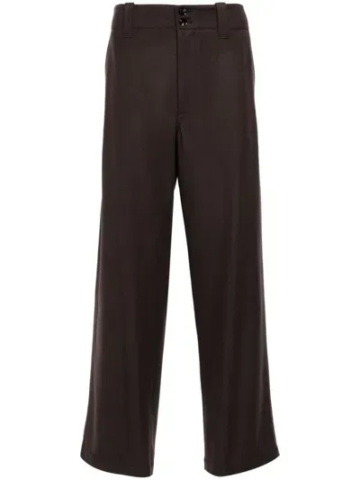 Giorgio Armani Wool Cloth Trousers In Brown