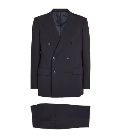 Giorgio Armani Wool Double-breasted Two-piece Suit In Blue