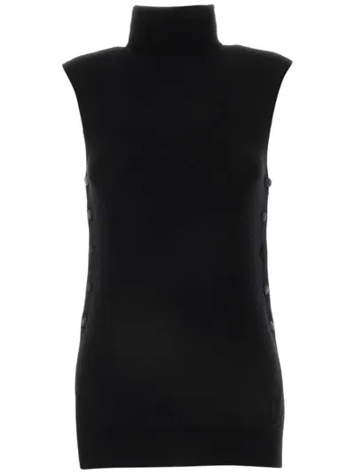 Giorgio Armani Official Store Virgin Wool Mock-neck Top In Noir