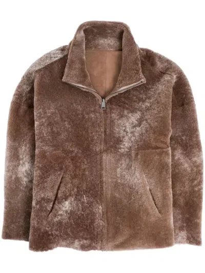 Giorgio Brato Reversible Shearling Jacket In Brown