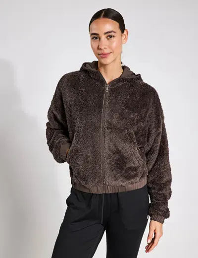 Girlfriend Collective Recycled Fleece Bomber In Brown