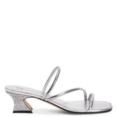 Giuseppe Zanotti Aude Strass Heeled Sandals In Silver