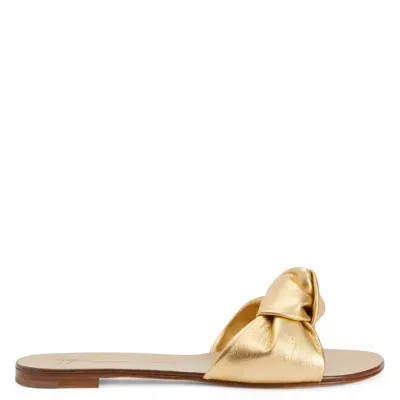 Giuseppe Zanotti Aycha Knot Flat Sandals In Gold