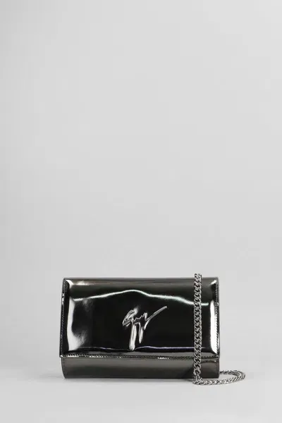 Giuseppe Zanotti Cleopatra Clutch In Gunmetal Leather In Grey