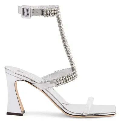 Giuseppe Zanotti 85mm Crystal-embellished Heeled Sandals In Silver