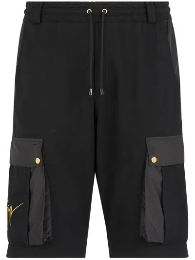 Giuseppe Zanotti Drawstring Multi-pocket Bermuda Shorts In Black