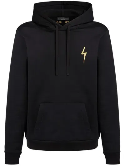 Giuseppe Zanotti Embroidered Logo Drawstring Hoodie In Schwarz