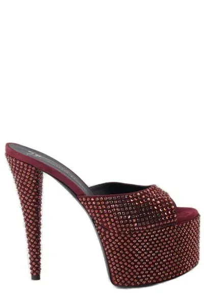 Giuseppe Zanotti Flaminia Square Toe Mules In Red