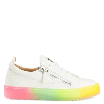 Giuseppe Zanotti Frankie Low-top Denim Sneakers In White