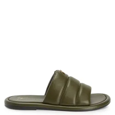 Giuseppe Zanotti Harmande Logo-plaque Suede Slides In Green