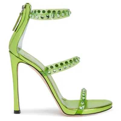 Giuseppe Zanotti Sandalen Mit Kristallen In Green