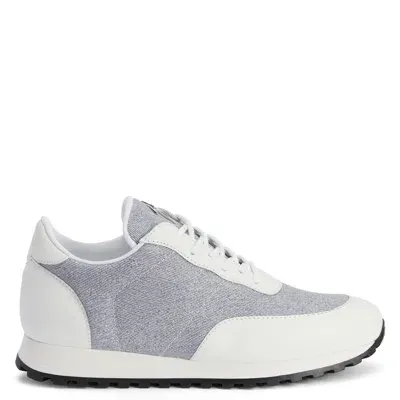 Giuseppe Zanotti Jimi Running Denim-effect Sneakers In Grey