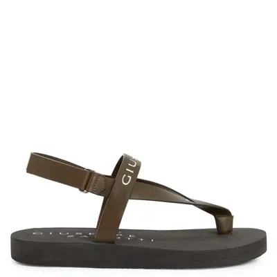 Giuseppe Zanotti Khais Logo-print Leather Sandals In Grey