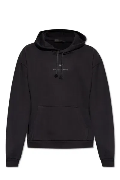 Giuseppe Zanotti Logo Embroidered Drawstring Hoodie In Black