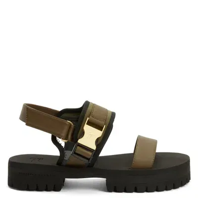 Giuseppe Zanotti Mederic Logo-buckle Leather Sandals In Green