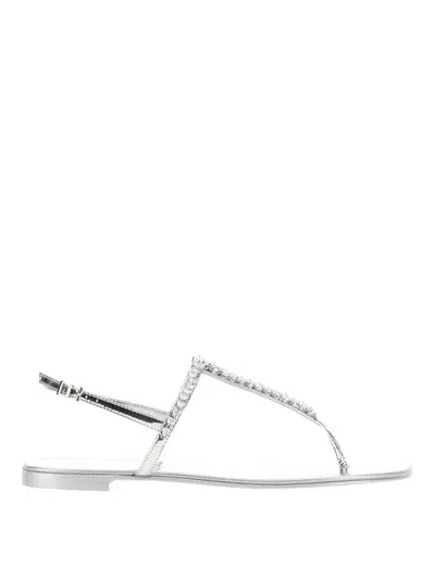 Giuseppe Zanotti Minnah Flat In Silver