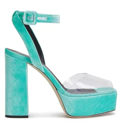 Giuseppe Zanotti 120mm Velvet Platform Sandals In Blue