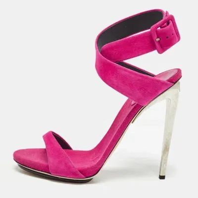 Pre-owned Giuseppe Zanotti Pink Suede Ankle Strap Sandals Size 40