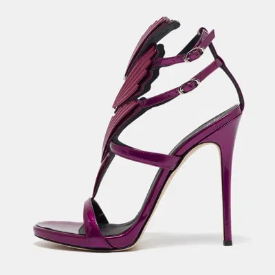 Pre-owned Giuseppe Zanotti Purple Patent Leather Cruel Ankle Strap Sandals Size 40