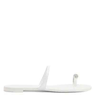 Giuseppe Zanotti Crystall Laminate Silver Colored Sandals In White