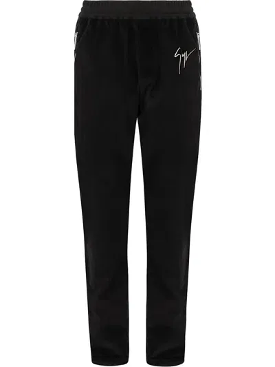 Giuseppe Zanotti Satin-trim Velvet Trousers In Black