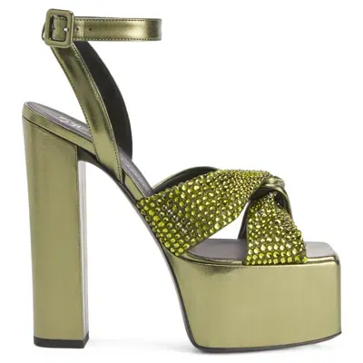 Giuseppe Zanotti Souree 150mm Crystal-embellished Sandals In Green