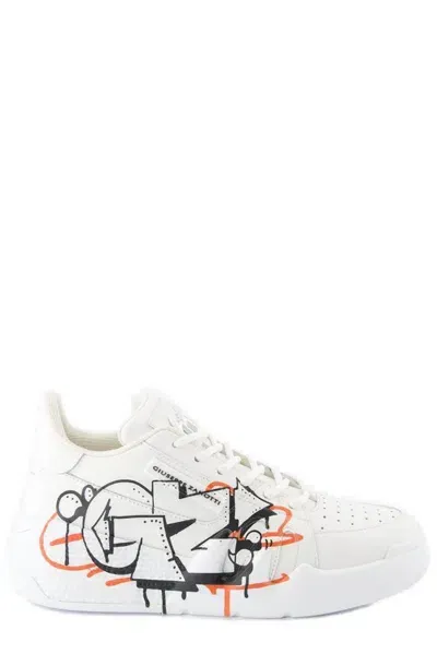 Giuseppe Zanotti Talon Graffiti Print Sneakers In White