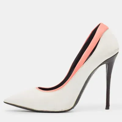 Pre-owned Giuseppe Zanotti White/pink Leather Pointed Toe Pumps Size 37