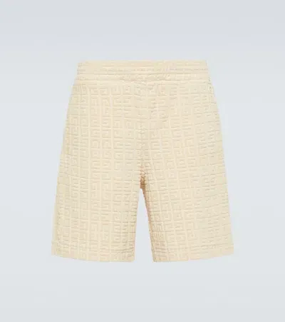 Givenchy 4g Cotton-blend Terry Bermuda Shorts In White