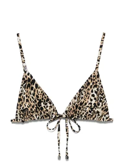 Givenchy 4g-detail Leopard-print Bikini Top In Brown