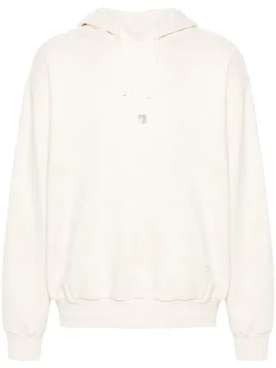 Givenchy 4g-embroidered Hoodie In Beige