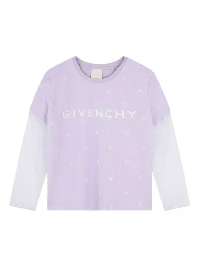 Givenchy Kids' 4g-embroidered T-shirt In Purple