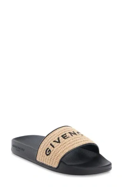 Givenchy 4g Flat Slide Sandal In Black/natural