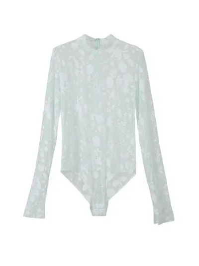 Givenchy 4g Flower Tulle Bodysuit In Green