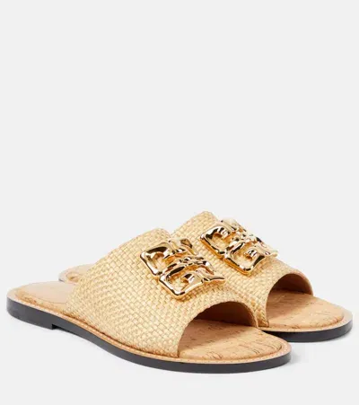 Givenchy 4g Liquid Flat Mules In Raffia In Natural