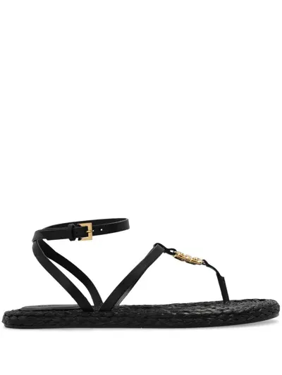 Givenchy Liquid 4g Logo Raffia Sandal In Black