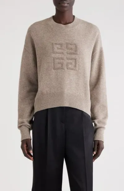 Givenchy 4g Logo Cashmere Crewneck Sweater In Neutrals