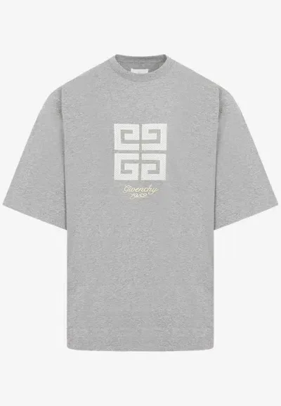 Givenchy 4g Logo Embroidered T-shirt In Grey