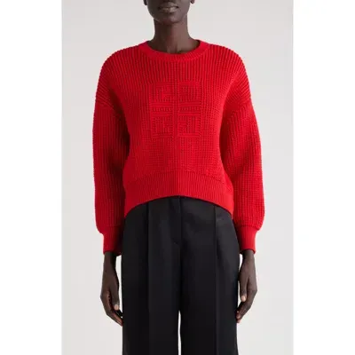 Givenchy 4g Logo Waffle Knit Wool Sweater In Red