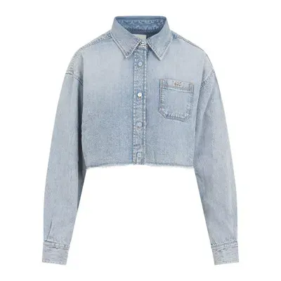 Givenchy 4g Plaque Denim Shirt In Blue