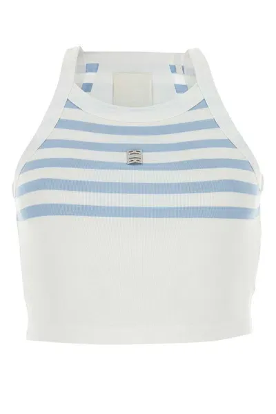 Givenchy 4g Plaque Striped Cropped Tank Top In White