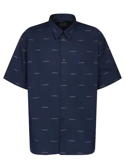 Givenchy Logo-print Cotton Shirt In Blue