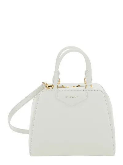 Givenchy Ivory Leather Mini Antigona Cube Handbag In White