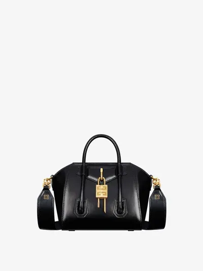 Givenchy Antigona Toy Lock Bag In Box Leather In Black