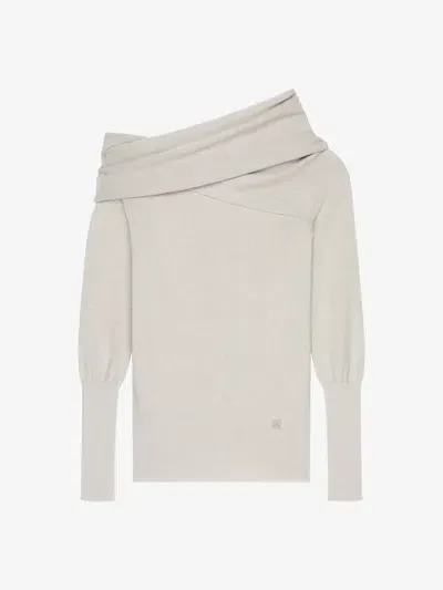 Givenchy Asymmetric Draped Sweater In Wool And Cashmere In Beige